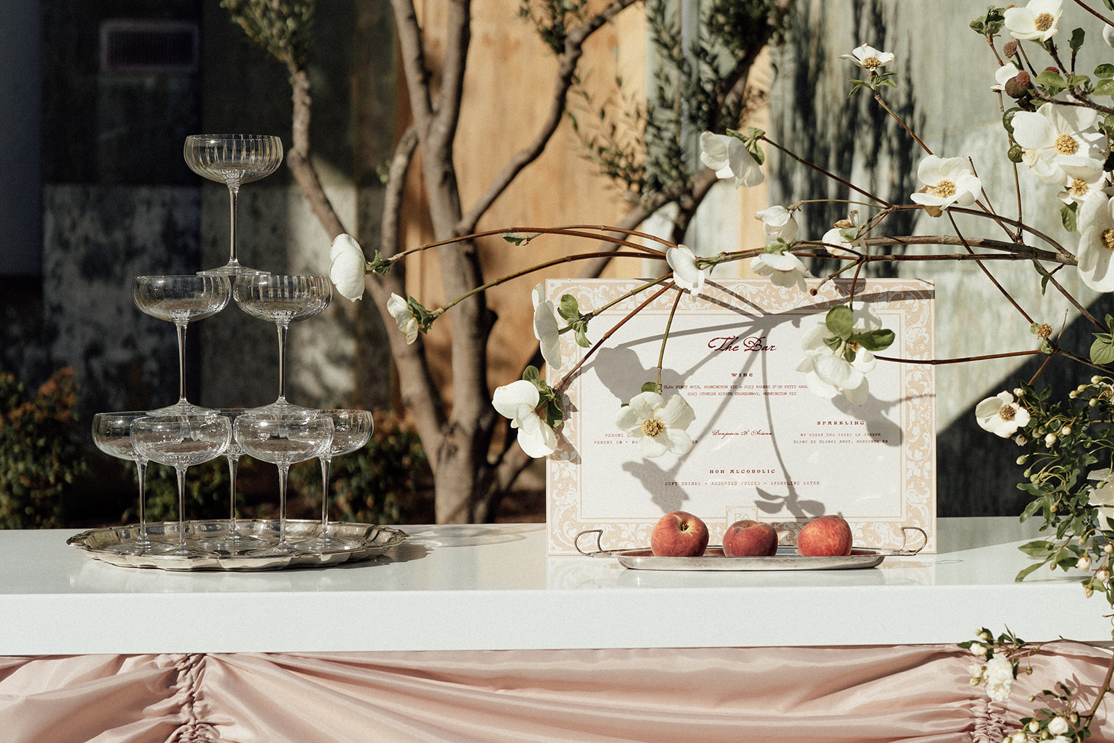Drinks bar at wedding reception