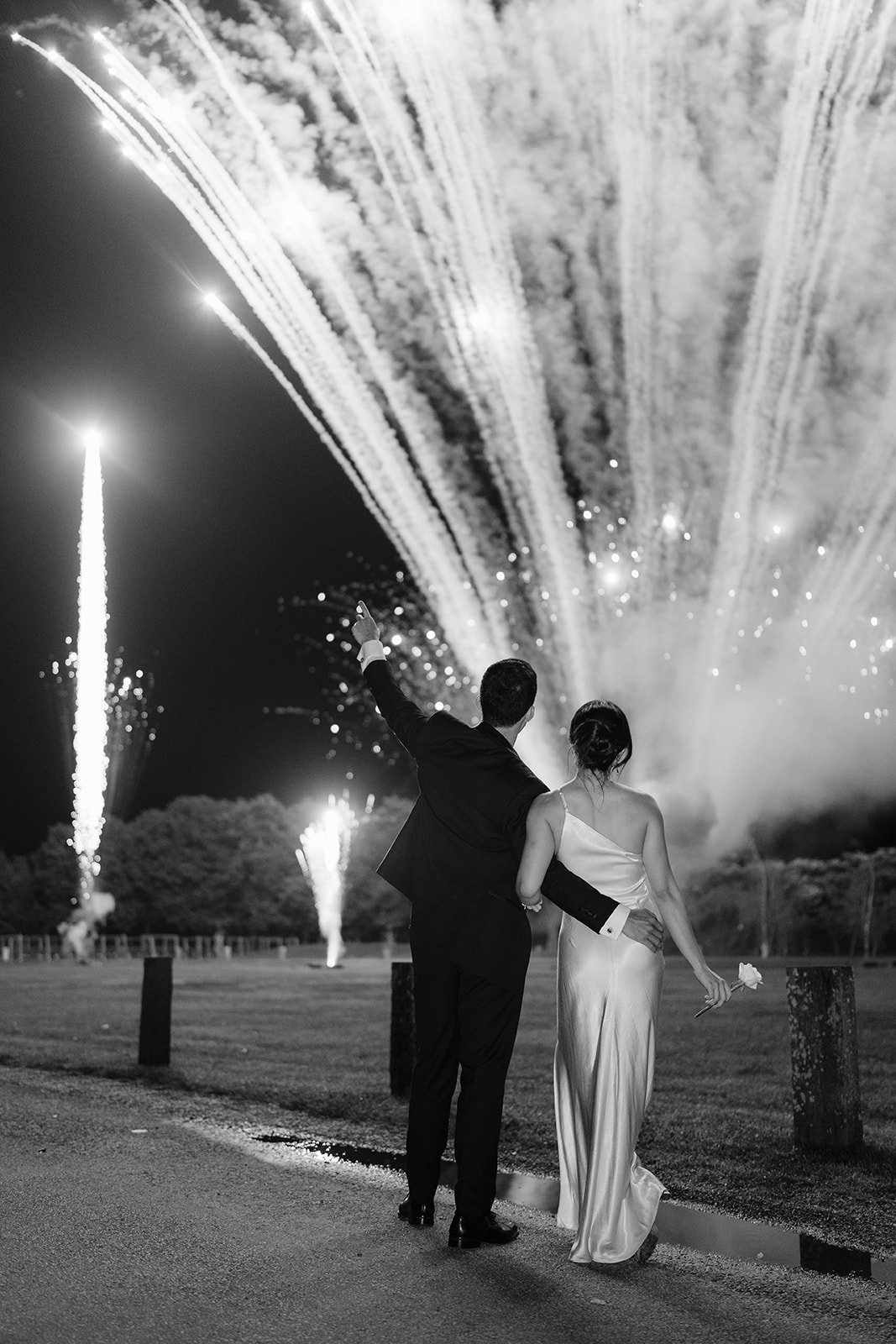 fireworks show at the end of wedding