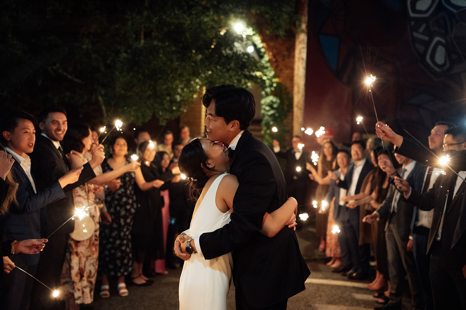 sparkler exit at chapel 1885 wedding venue in collingwood
