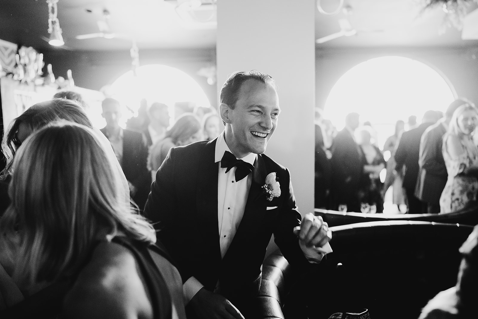 groom gets congratulations at panama dining room in Collingwood