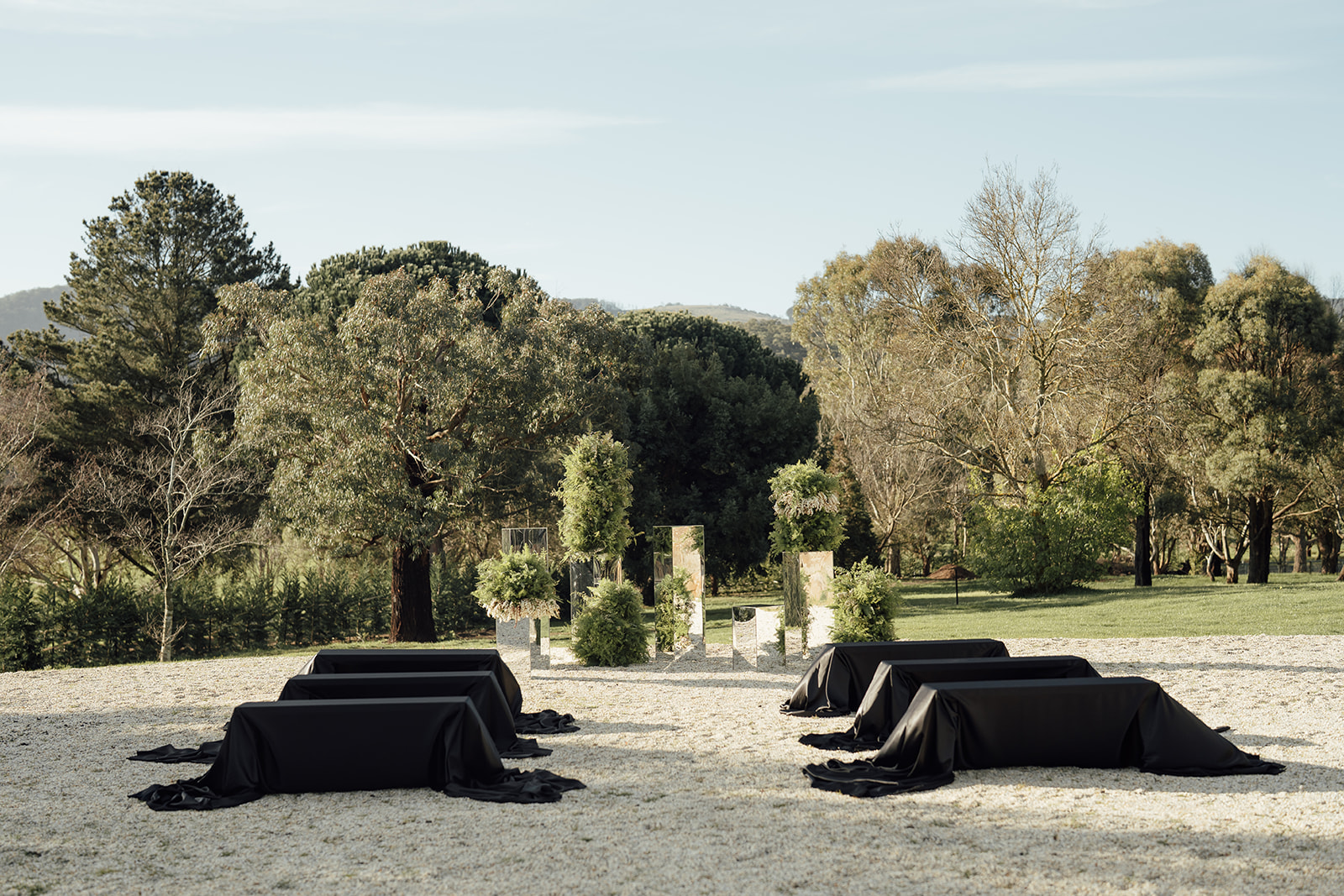 Outdoor ceremony space over looking Macedon Ranges at Alora Macedon